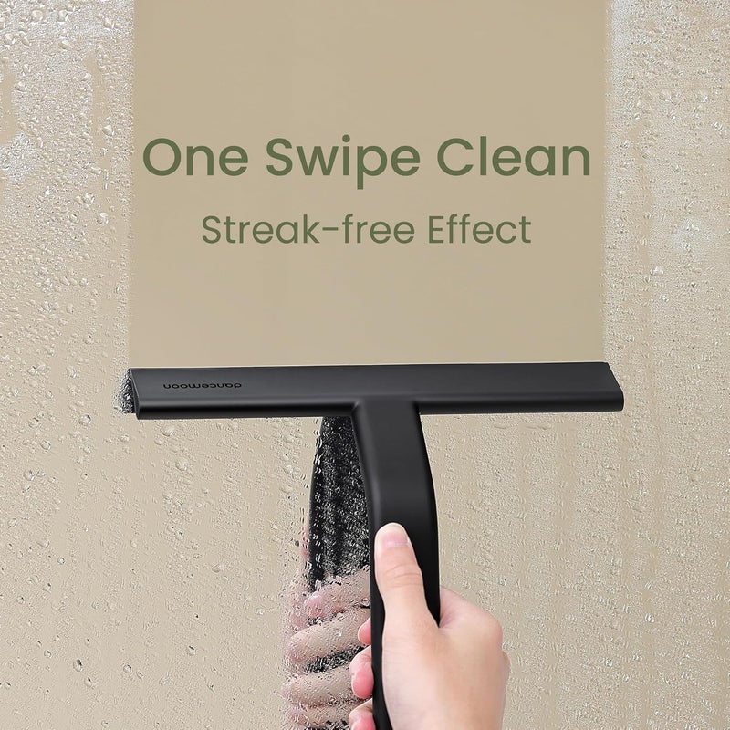 dancemoon JustHang Shower Squeegee for Glass Doors, All-One-Piece Silicone with Built-in Hook Design for Easy Hanging, Household Window Mirror Squeegee for Bathroom, Glass, Kitchen, Tile Wall, Car - Image 2